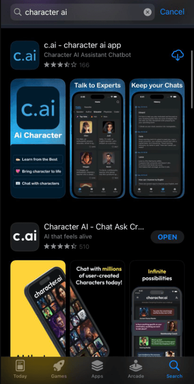 Một trường hợp giả mạo app Character AI - Ảnh chụp màn hình từ bài đăng của cộng đồng Character AI trên Reddit